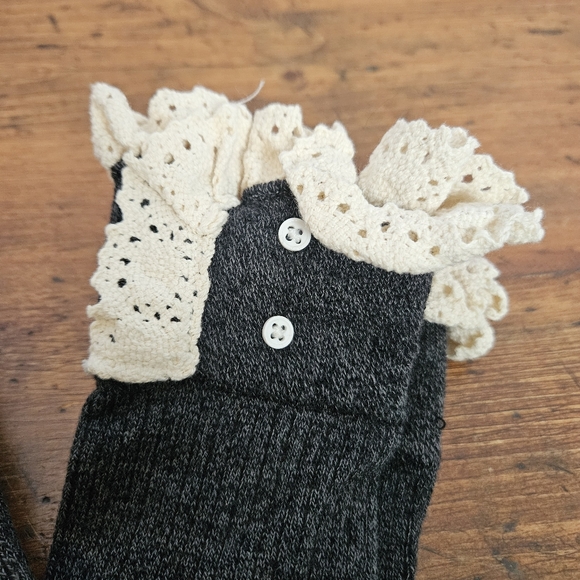 Bit And Bridle Gray Knee High Socks with Crochet Lace Trim Detail Boot Socks - Picture 3 of 7